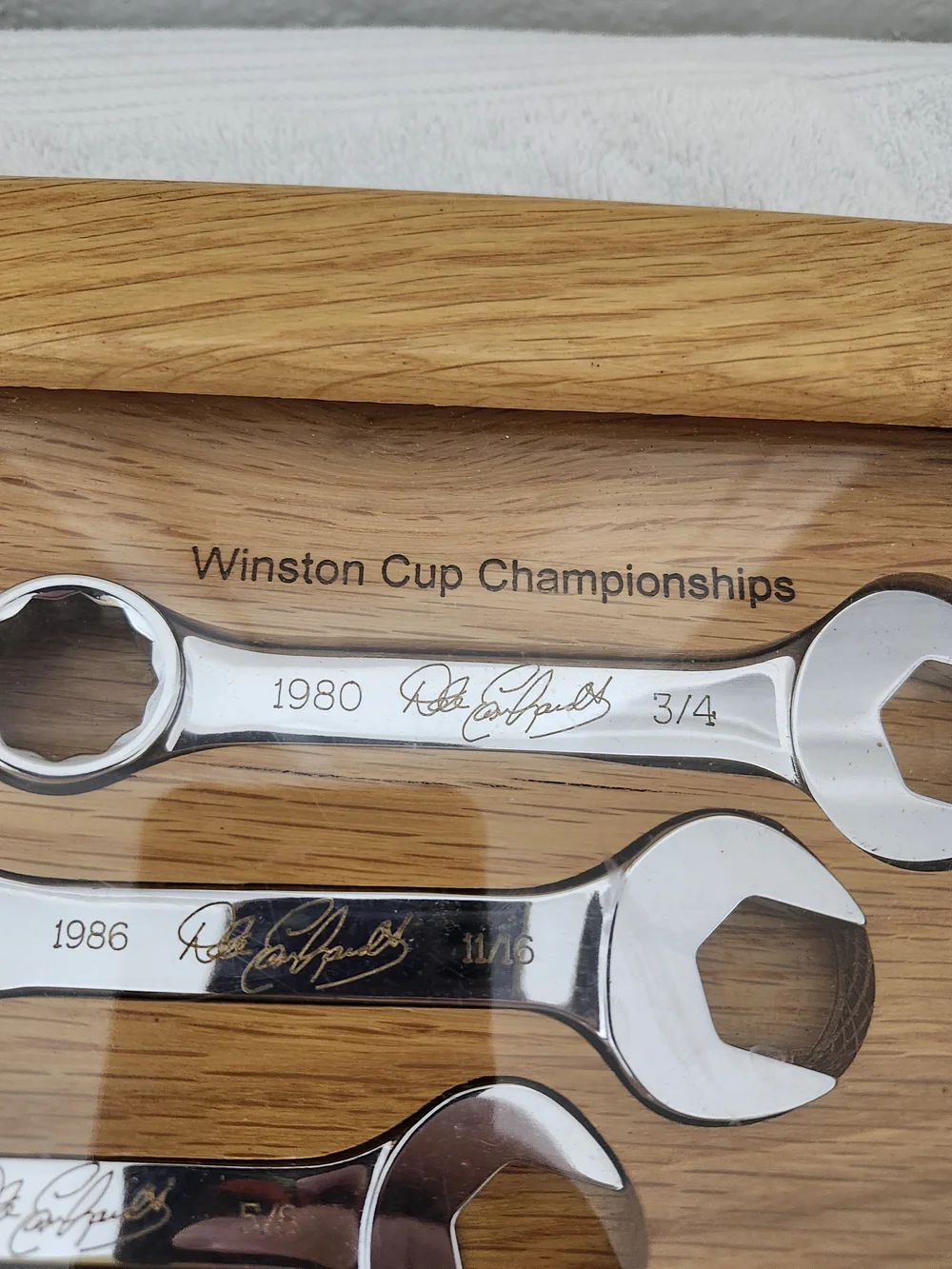 Limited # 3 Edition Oak Display Tray with Chrome Wrench Set - Brown